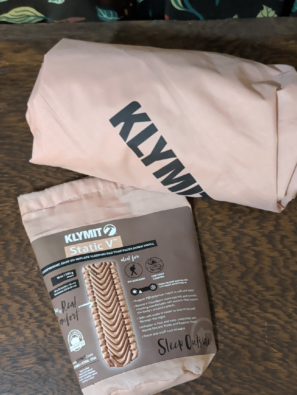Klymit Static V Lightweight Packable Sleeping Pad - Blush Pink